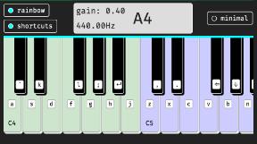 piano: app with JavaScript AudioContext desktop and mobile